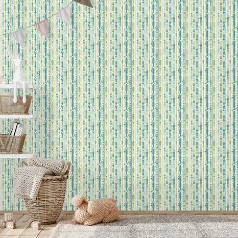 TAPETA ZELENÉ A MODRÉ VERTIKÁLNÍ PRUHY - VZOROVANÉ TAPETY - TAPETY