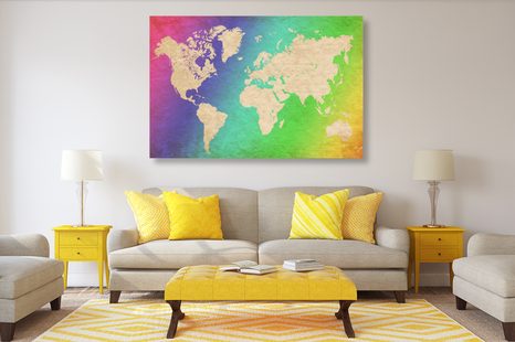 TABLOU HARTA LUMII PASTELATĂ - TABLOURI CU HĂRȚI - TABLOURI