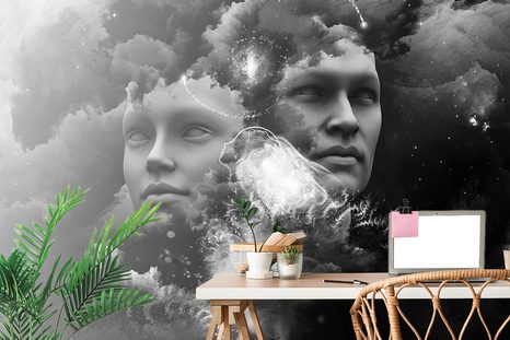 SAMOLEPIACA TAPETA VIRTUÁLNA MYSEĽ V ČIERNOBIELOM PREVEDENÍ - TAPETY - TOTÁLNÍ VÝPRODEJ 🔥