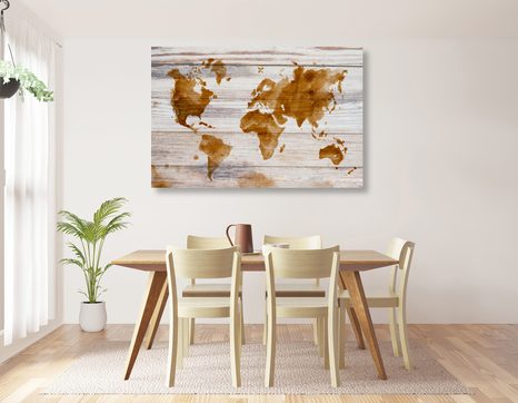 TABLOU CONTURUL DE HARTA PE FUNDAL DIN LEMN - TABLOURI CU HĂRȚI - TABLOURI