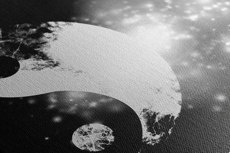 КАРТИНА НА ПЛАТНО – СИМВОЛ ИН И ЯН В ЧЕРНО-БЯЛ ВАРИАНТ - ЧЕРНО-БЕЛИ КАРТИНИ - КАРТИНИ