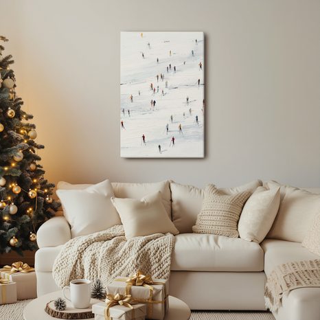 OBRAZ ZIMNÍ RADOVÁNKY NA SVAHU - VÁNOČNÍ A ZIMNÍ OBRAZY - PICTURES