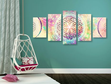 5 RÉSZES KÉP MANDALA ÉRDEKES KIVITELBEN - FENG SHUI KÉPEK - KÉPEK