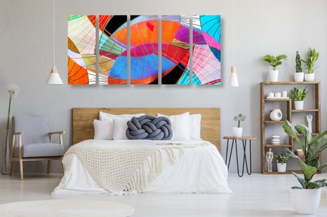 5-TEILIGES WANDBILD MEHRFARBIGE ABSTRAKTION - POP-ART-BILDER - BILDER