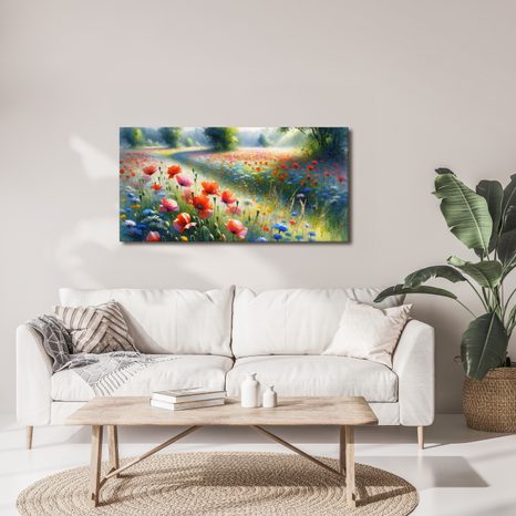 SLIKA CVETOČE POLJE POD POLETNIM NEBOM - SLIKE POLJA IN TRAVNIKI - SLIKE