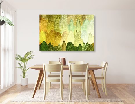 STAMPA SU TELA – ALBERI ASIMMETRICI VERDI - QUADRI DI NATURA E PAESAGGIO - STAMPE E QUADRI