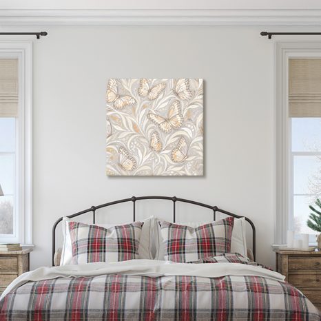 TABLEAU SUR TOILE – PAPILLONS PASTEL PARMI LES FEUILLES - TABLEAUX PAPILLONS - TABLEAUX