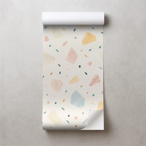 SAMOLJEPLJIVA TAPETA PASTELNI TERRAZZO OBLICI - DJEČJE TAPETE - TAPETE