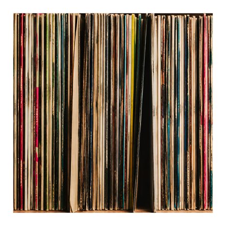 WANDBILD BUNTE ALBUMRÜCKEN - MUSIKBILDER - BILDER