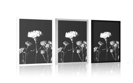 AFFICHE – FLEURS ÉLÉGANTES EN NOIR ET BLANC - NOIR ET BLANC - AFFICHES