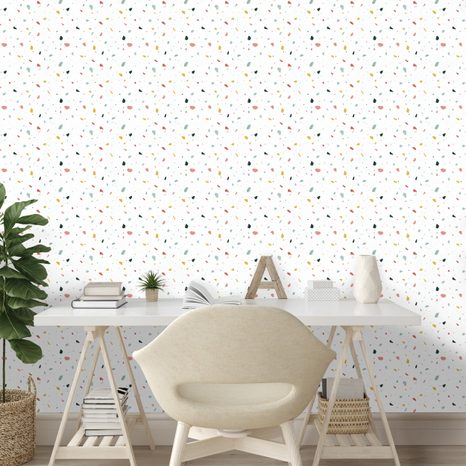 TAPETA BAREVNÉ PUNTÍKY NA BÍLÉM POZADÍ - VZOROVANÉ TAPETY - TAPETY