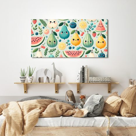 WANDBILD SAFTIGE FRÜCHTE MIT LÄCHELN - BILDER FÜR KINDER - BILDER