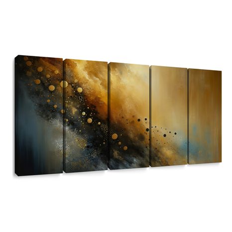 5-DÍLNÝ OBRAZ ZLATÁ EXPLOZE VESMÍRU - OBRAZY ABSTRAKTNÍ TVARY - OBRAZY