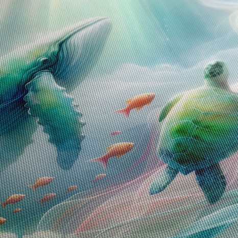 WANDBILD WAL UND MEERESSCHILDKRÖTE - KINDERBILDER TIERE - BILDER