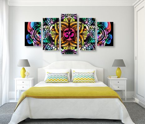 TABLOU 5-PIESE MANDALA SĂNĂTĂȚII - TABLOURI FENG SHUI - TABLOURI