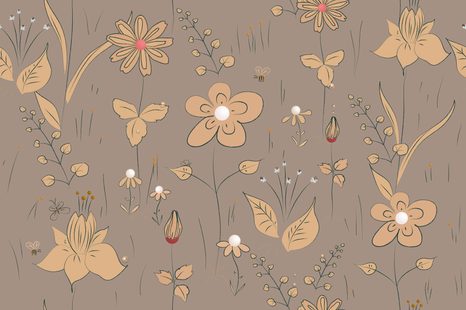 TAPETE WIESENBLUMEN IN BRAUN - TAPETEN MIT BLUMENMOTIVEN - TAPETEN