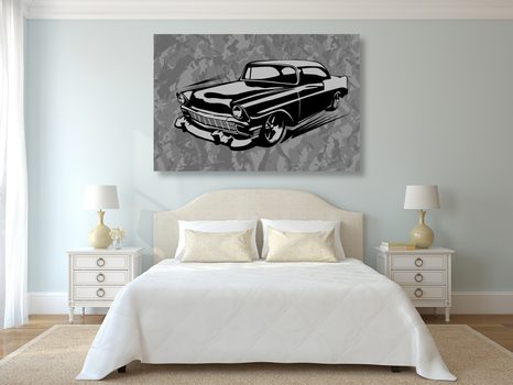 STAMPA SU TELA – AUTO D'EPOCA RETRÒ IN BIANCO E NERO - QUADRI BIANCO E NERO - STAMPE E QUADRI