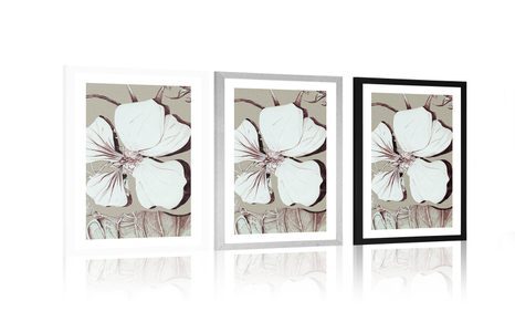 POSTER MIT PASSEPARTOUT KAPUZINERKRESSE IN BEZAUBERNDEM DESIGN - MOTIVE AUS UNSERER WERKSTATT - POSTER