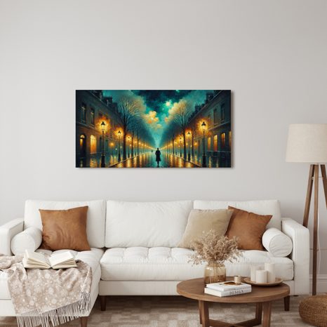 OBRAZ ROMANTICKÁ ULICE S POULIČNÍMI LAMPAMI - OBRAZY MĚSTA - OBRAZY