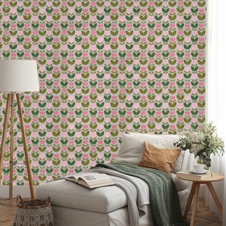 SAMOLEPÍCÍ TAPETA KVĚTINOVÉ VZORY VE VINTAGE STYLU - VZOROVANÉ TAPETY - TAPETY