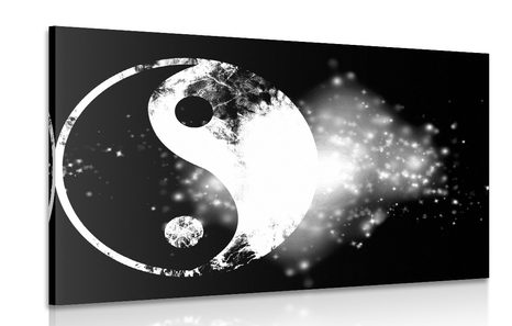 WANDBILD SYMBOL YIN UND YANG IN SCHWARZ-WEISS - SCHWARZ-WEISSE BILDER - BILDER