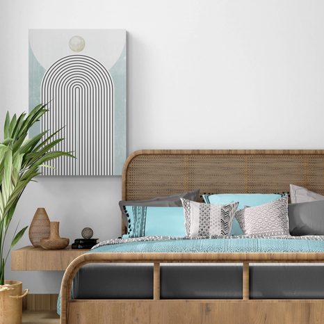 WANDBILD MODERNER BLAUER REGENBOGEN MID-CENTURY - ABSTRAKTE BILDER - BILDER