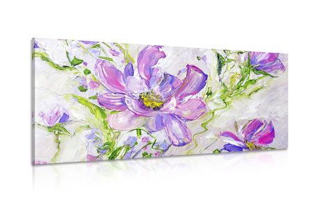 CANVAS PRINT MODERN PAINTED SUMMER FLOWERS - PICTURES FLOWERS - PICTURES