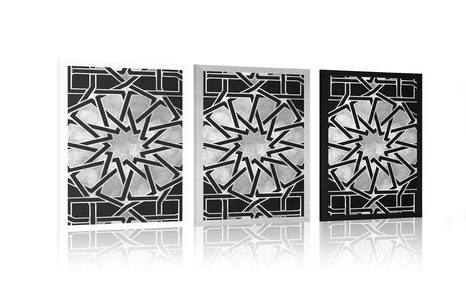 PLAKÁT ORIENTÁLNÍ MOZAIKA V ČERNOBÍLÉM - ČERNOBÍLÉ - PLAKÁTY