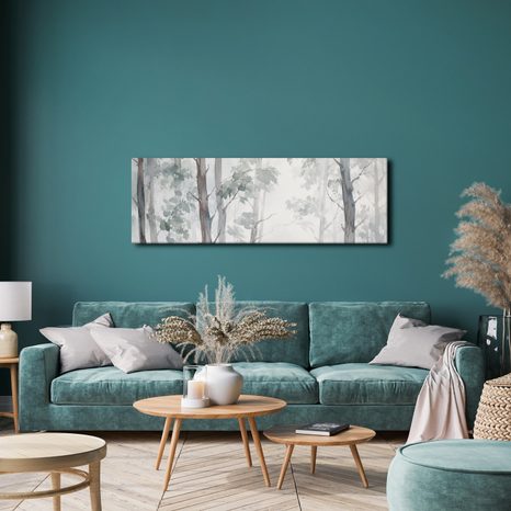 TABLEAU SUR TOILE – FORÊT PAISIBLE DANS LA BRUME - TABLEAUX FORÊT - TABLEAUX
