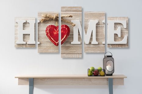 TABLOU 5-PIESE CU INSCRIPȚIA HOME - TABLOURI CI CITATE ȘI INSCRIPȚII - TABLOURI