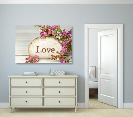 OBRAZ S NÁPISEM NA KAMENI LOVE - OBRAZY S CITÁTY A NÁPISY - OBRAZY