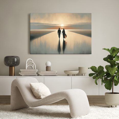 OBRAZ MILENCI PŘI SOUMRAKU - OBRAZY MOŘE A PLÁŽ - OBRAZY