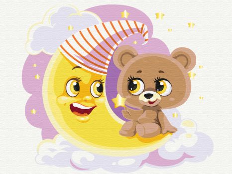 MALOVÁNÍ PODLE ČÍSEL PRO DĚTI MEDVÍDEK NA MĚSÍCI - PRO DĚTI - MALOVÁNÍ PODLE ČÍSEL