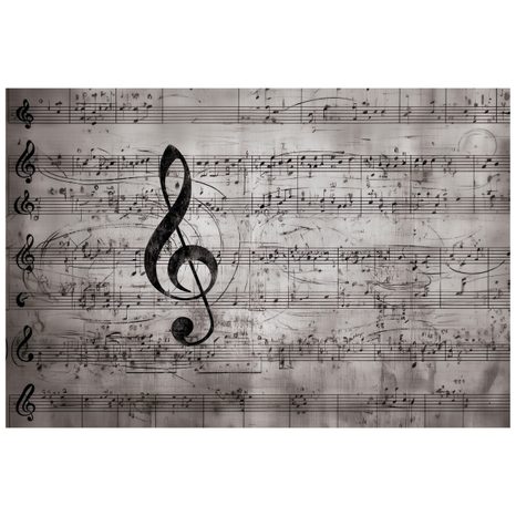 FOTOTAPETE MUSIKNOTEN AUF VINTAGE-HINTERGRUND - MUSIK FOTOTAPETEN - TAPETEN