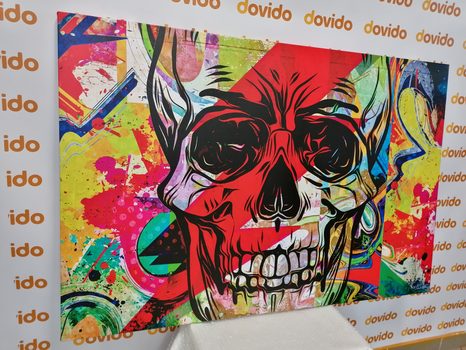 WANDBILD SCHÄDEL IM GRAFFITI-DESIGN - POP-ART-BILDER - BILDER