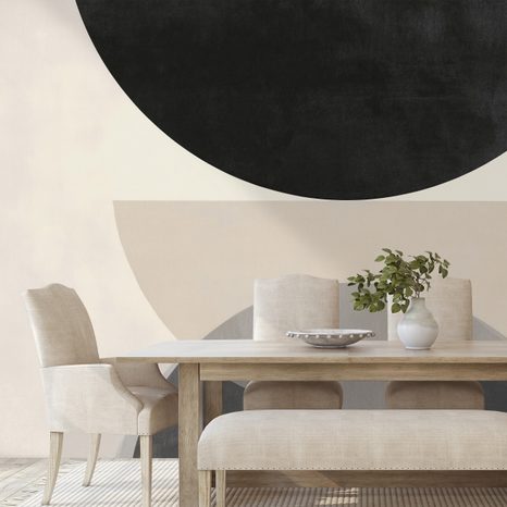 SAMOLEPIACA TAPETA ČIERNOBIELE GEOMETRICKÉ POLKRUHY - ABSTRAKTNÉ TAPETY - TAPETY