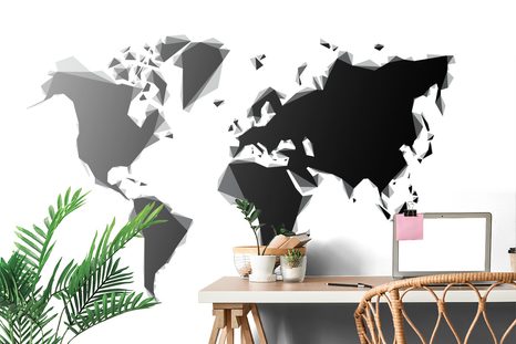 TAPETA ABSTRAKTNÁ MAPA SVETA V ČIERNOBIELOM PREVEDENÍ - TAPETY MAPY - TAPETY