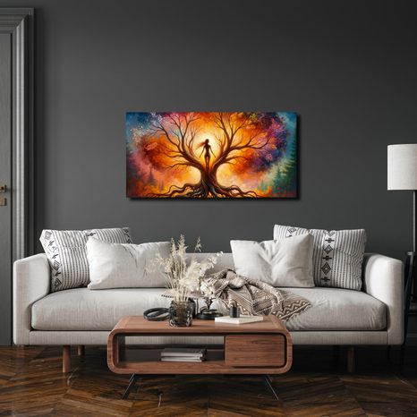 OBRAZ PODZIMNÍ STROM ŽIVOTA S POSTAVOU - OBRAZY STROMY ŽIVOTA - OBRAZY