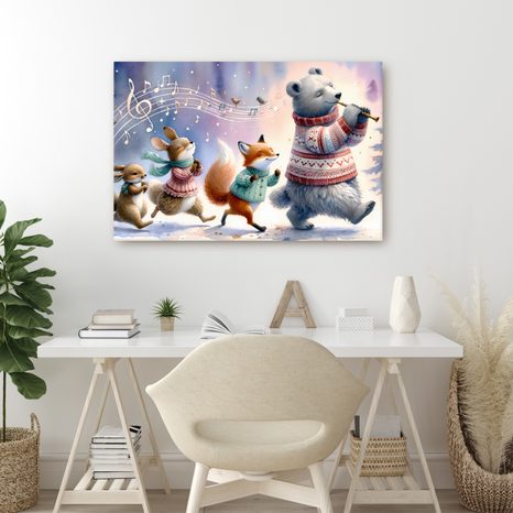 OBRAZ ZVÍŘÁTKA POCHODUJÍCÍ V HUDEBNÍM RYTMU - DĚTSKÉ OBRAZY ZVÍŘÁTKA - OBRAZY