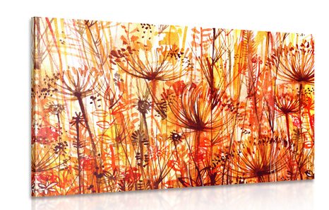 CANVAS PRINT DANDELION IN SHADES OF ORANGE - ABSTRACT PICTURES - PICTURES