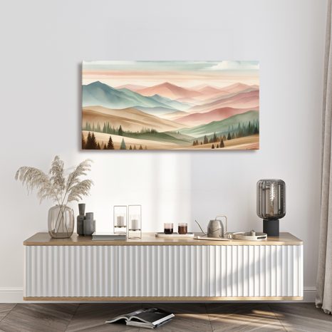 WANDBILD RUHIGE PASTELLLANDSCHAFT - BILDER VON BERGEN - BILDER