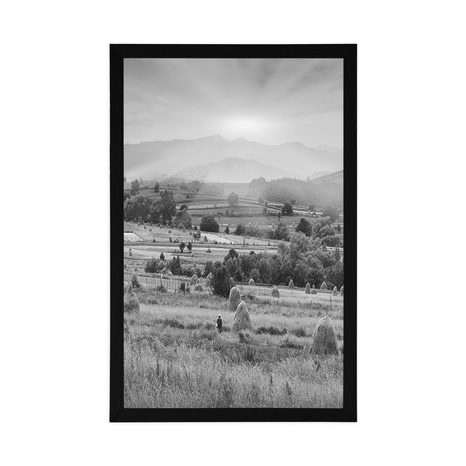POSTER – COVONI DI FIENO NEI CARPAZI IN BIANCO E NERO - NERO E BIANCO - POSTER