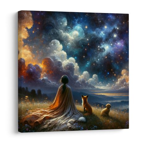 OBRAZ POSTAVA S LIŠKOU A PSEM - OBRAZY LIDÍ - OBRAZY