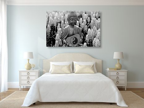 OBRAZ JIN A JANG BUDHA V ČERNOBÍLÉM PROVEDENÍ - ČERNOBÍLÉ OBRAZY - OBRAZY