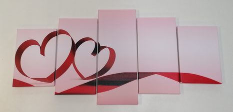 5-TEILIGES WANDBILD HERZ MIT EINER SCHLEIFE - BILDER MIT LIEBESMOTIVEN - BILDER