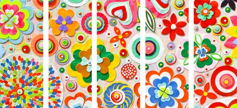 5-DÍLNÝ OBRAZ ABSTRAKCE KVĚTŮ - ABSTRAKTNÍ OBRAZY - OBRAZY