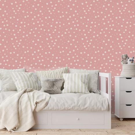 TAPETA RŮŽOVÉ DROBNÉ KVÍTKY - VZOROVANÉ TAPETY - TAPETY