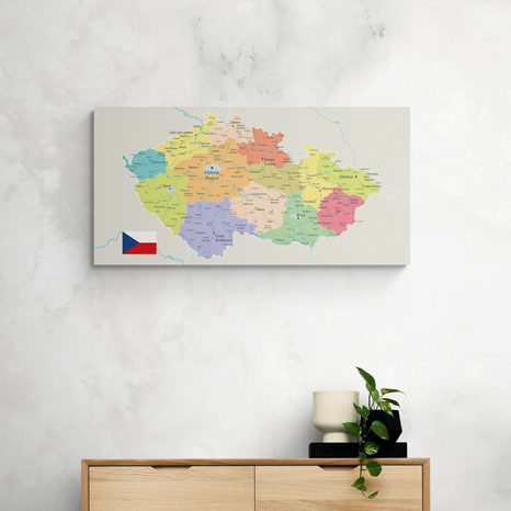 OBRAZ NA KORKU STYLOVÁ MAPA ČESKA S VLAJKOU - OBRAZY NA KORKU - OBRAZY