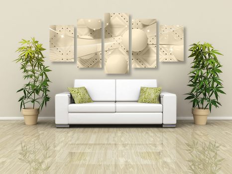 5-DÍLNÝ OBRAZ LUXUS V SÉPIOVÉ PROVEDENÍ - ABSTRAKTNÍ OBRAZY - OBRAZY