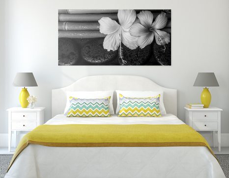 WANDBILD WELLNESS-STILLLEBEN IN SCHWARZ-WEISS - SCHWARZ-WEISSE BILDER - BILDER